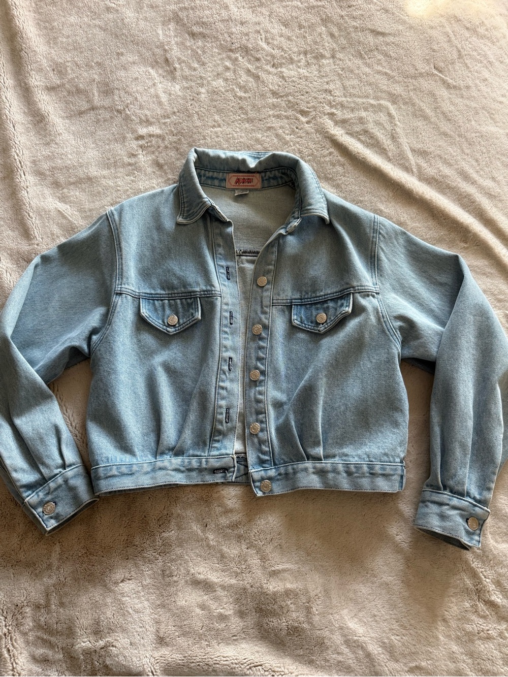 Apache vintage Light Wash Cropped Denim Jacket M